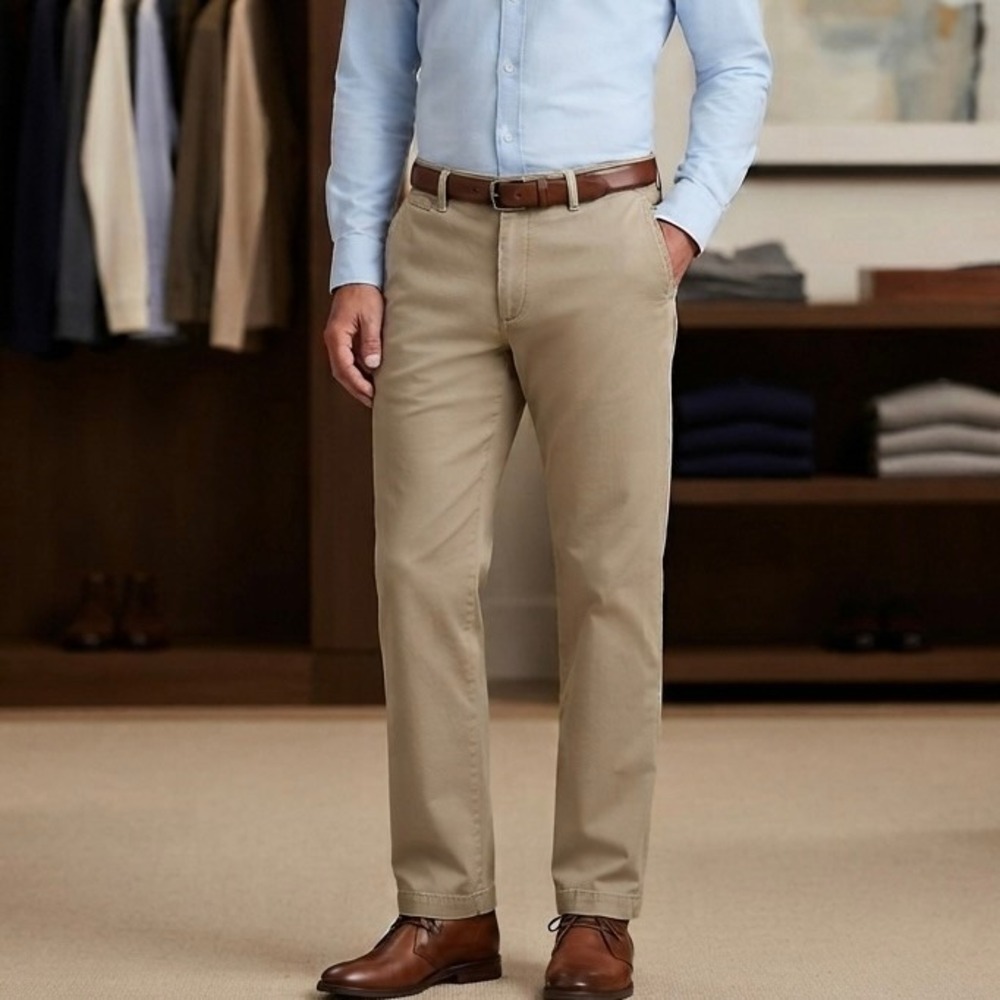 Banana Republic Relaxed Fit Dawson Chino Cotton Pants Men 35x32 Khaki Tan Cotton
